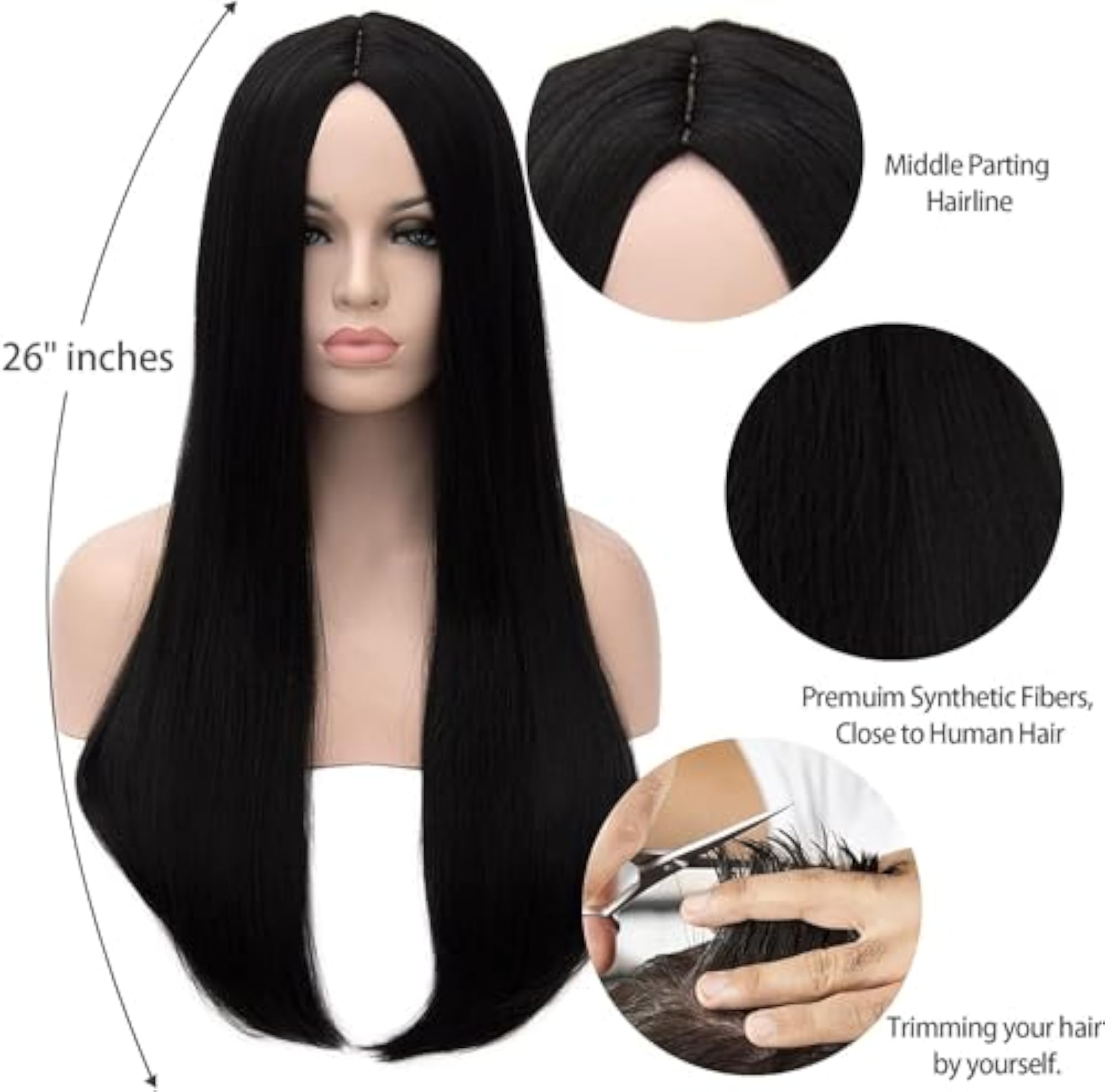 Women's Curly Black Synthetic Hair Wig with Net Cap