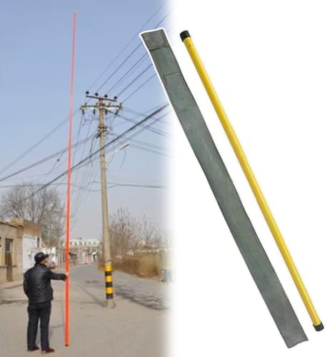 Height Measuring Stick for Lineman with Hook & Carrying Bag, 600cm/19.7ft - Essential Tool for Live Power Line Work & Construction (Red)
