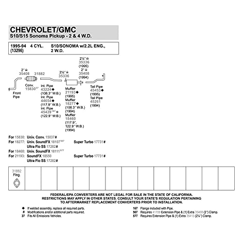 Image of Walker 45439 Exhaust Pipe 2.25 inch Outlet (OD) for Chevrolet S10