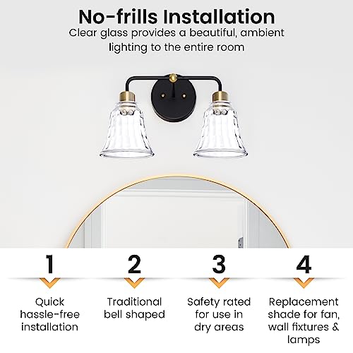 Image of Ceiling Fan Light Covers, Ceiling Fan Globes Replacement Glass, Light Fixture Replacement Glass, Dysmio Lighting Replacement Shade Height: 4.75 inch, Depth: 4.75 inch, Width: 4.9 inch Fitter Size 2.25 inch, 4 Pack