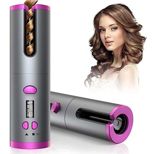 Image of Automatic Curling Iron Wireless Curler LCD Screen Timer 6 Adjustable Temperatures Advanced Quick Heat Ceramic Portable Hair Curler Cordless Iron with Temperature(pack of 1)