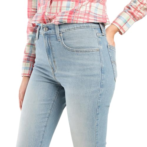 Image of Women's High Rise 724 Slim Straight Fit Blue Jeans