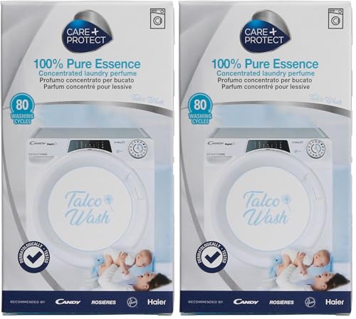 CARE + PROTECT Talco Wash, Esencia 100% Pura, Fragancia de Lavandería para Lavadoras, Esencia Concentrada para Ropa y Ropa, Fórmula Activa de Larga Duración, hasta 5 semanas, 80 ciclos, 400ml