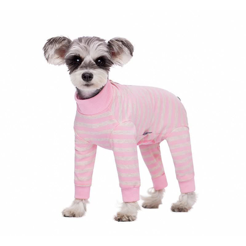 Dog Striped Recovery Suit, Puppy After Surgery Onesie for Female Male Dogs, Dogs Cats Long Sleeve Pajamas Bodysuit, Surgery Abdominal Wound Bandages