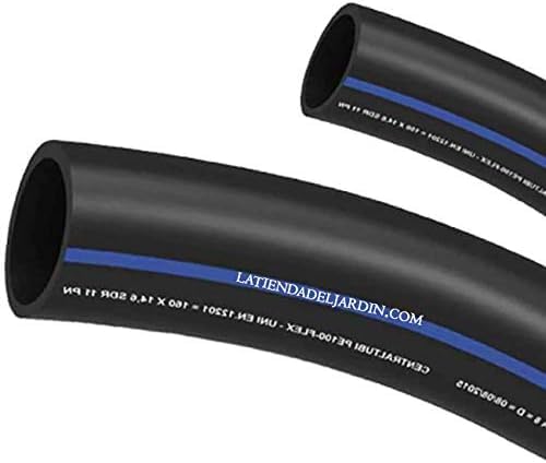 Suinga Tubo acqua potabile 50 mm 10 bar 100 m | Tubo 50 mm PE100 alimentare alta densità | Tubo polietilene fascia blu AENOR, nero