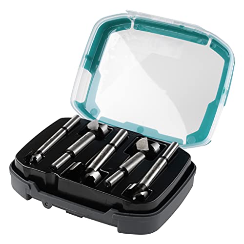 wolfcraft 1002000 Forstnerbohrer Set, Für Bohrungen in Holz mit und ohne Tiefenbegrenzung, Silber, Ø 15-35 mm, 5-tlg