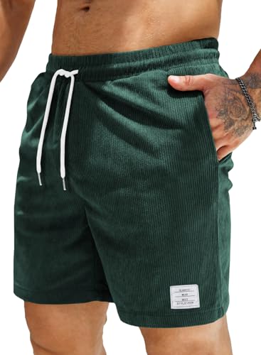 JMIERR Men's Corduroy Shorts, XL, A3 Blackish Green