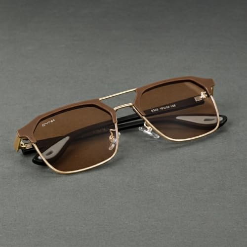 Image of GYNK Square Frame Sunglasses for Men | Premium Metal Frame Sunglasses | Fashion Eyewear for Driving, Travel, Riding, Outdoor Activities, Beach & Daily Wear