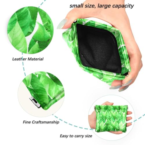 Watercolor Foliage Coin Purse Leather Pouch Change Purse, Squeeze Coin Pouch for Cards, Keys & Lipsticks, Unisex2