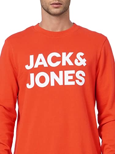 Image of Jack & Jones Men Cotton Blend Crew Neck Regular Fit Sweatshirts (2654201 Outer Space)