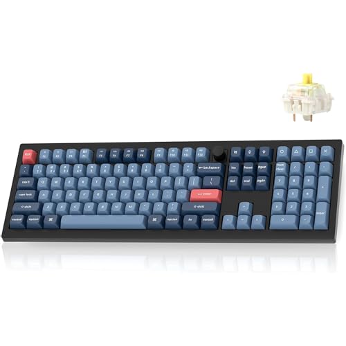 Image of Keychron V6 Max Full Size Custom Knob Mechanical Keyboard, QMK /VIA Programmable Wireless Bluetooth 5.1 /2.4 GHz /Wired RGB with Hot-swappable Gateron Jupiter Banana Switch for Mac Windows Linux