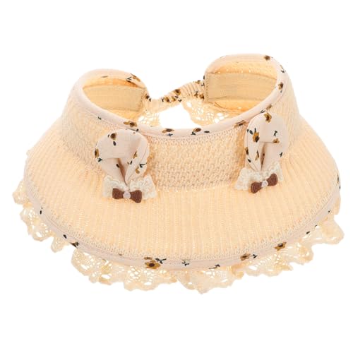 Girl Summer Sun Hat Rabbit Ear Visor Cap with Wide Brim Breathable Boy Girl Sun Protection for Outdoor Activities and Beach Trips Beige