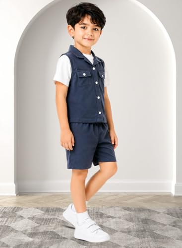 Image of 3BROS Kids Cotton Shirt Shorts Set for Boys Kids Clothing /Boys Clothing Set (Party /Festive) Wear