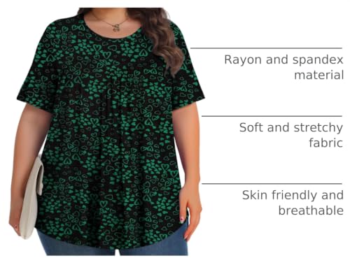 Image of Tencede Womens Plus Size Tops Tunic Short Sleeve Crew Neck Shirts Casual Soft Blouse 1X-5X