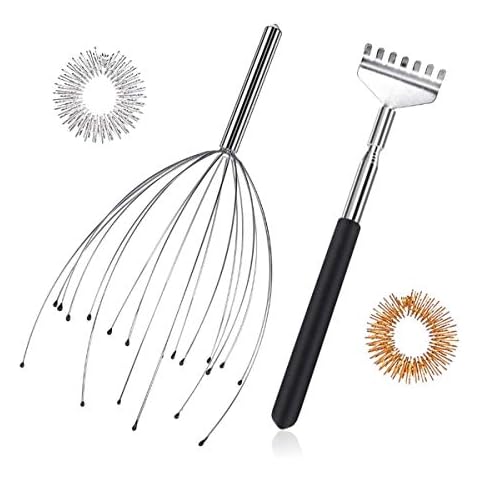 Head Scalp Massagers,20 Claws Head Scalp Massager and Back Scratchers with 2pcs Finger Massage Rings ,Perfectly Relaxing Head and Back Massage Cover
