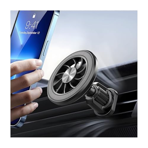 Mandark Magnetic Car Phone Holder, 360° Rotation Vehicle Air Vent Smartphone Mount, Hands Free Automotive Cellphone Cradle Accessories with Hook Clip, Universal for SUVs, Sedans, Trucks (Black/White)