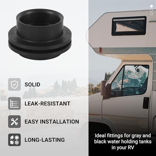 Image of Calvana (2-Pack 1-1 /2 inch RV Rubber Grommet (12483), RV Water Tank Fittings Holding Tank Fitting - Seals Securely, Black