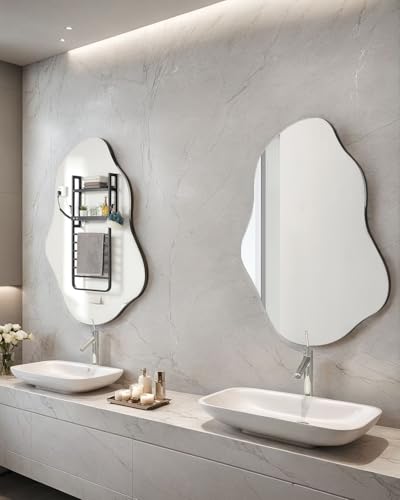 Rahmenloses Badezimmerspiegel, 70x50 cm Unregelmäßiger Wandspiegel für Wohnzimmer Schlafzimmer Eingangsbereich Dekoration – Bild 3