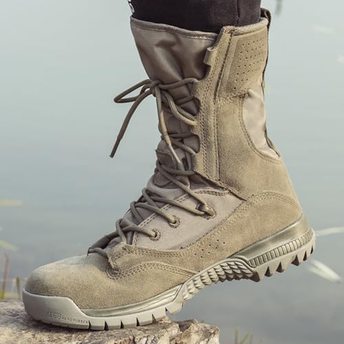 Men's Suede Leather High Top Lace Up Military Tactical Boots Lightweight Breathable Non Slip Outdoor Hiking Combat Boots For Outdoor Mountaineering Trekking Commando Army Desert Jungle Backpacking4