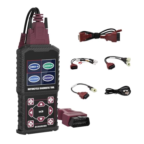 MRCARTOOL Outil de Diagnostic pour Moto OBD2 Moto Scanner pour Yamaha Lecteur de Code de Défaut OBDII pour Kawasaki Moto Outil de Analyseur, Codes d'erreur Clair, Mise à Jour Gratuite du Logiciel