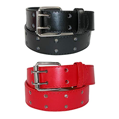 CTM Kid's Leather Two Hole Jean Belt (Pack of 2 Colors)