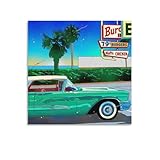 鈴木英人の作品 《潮騒海岸通り》 アート ポスター クール 壁アート キャンバス パネル オフィス装飾 ぶら下がる 版画 ギフト28x28inch(70x70cm)