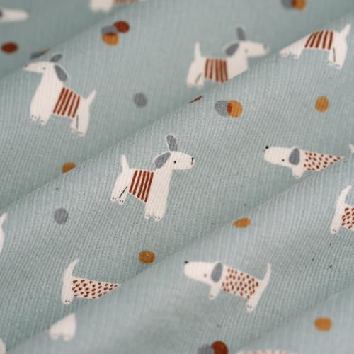 Baumwollsamt mit Hunde-Motiv Blau 143cm Oeko-tex - 100% Baumwolle - Stoffdichte : Schwer 205 g/m2-143 cm Breite - Meterware