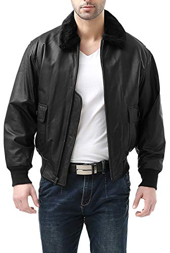 Landing Leathers Men Navy G-1 Leather Flight Bomber Jacket (Also available in Big & Tall)3