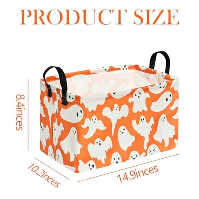 Ghost Halloween Party Basket, Collapsible Gift Storage Container for Kids' Toys and Clothes, Cute Organizer Box