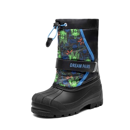 DREAM PAIRS Boys & Girls Mid Calf Water-Resistant Winter Snow Boots for Toddler/Little/Big Kid 5 Toddler Blue/Black