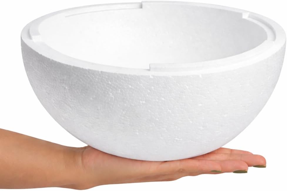 12” Foam Half Sphere – Made in the USA Smooth White Polystyrene Hemisphere for DIY Crafts, Floral Arrangements & School Projects – High Density, Pack of 1