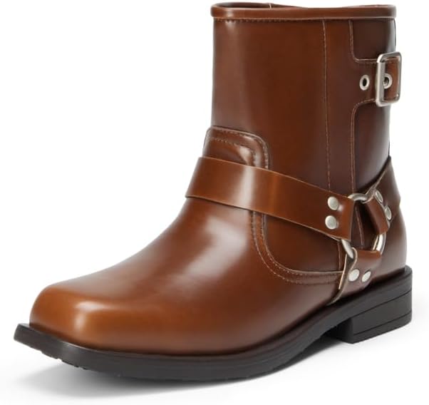 DREAM PAIRS Girls Combat Boots with Side Zipper Ankle Booties Shoes