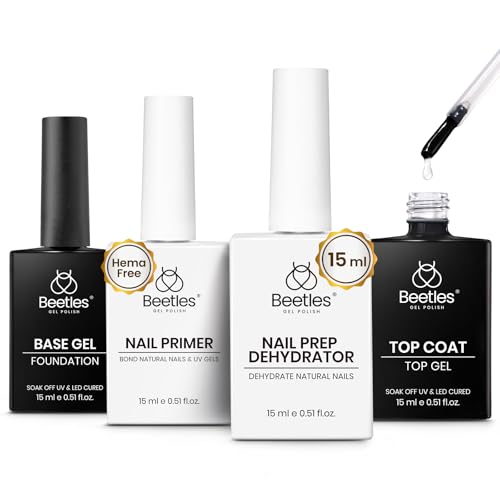 Beetles 4 Pcs 15ml Gel Top Coat and Base Coat Set