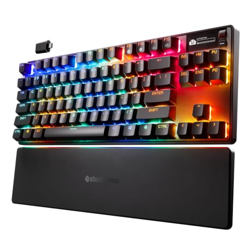 Image of SteelSeries Apex Pro TKL Gen 3 Gaming Keyboard - OmniPoint 3.0 Analog Magnetic Switches, Quickset Auto-Presets (Rapid Trigger, Rapid Tap /SOCD, Protection Mode), OLED, RGB, PBT Keycaps, 2.4G+BT, Black