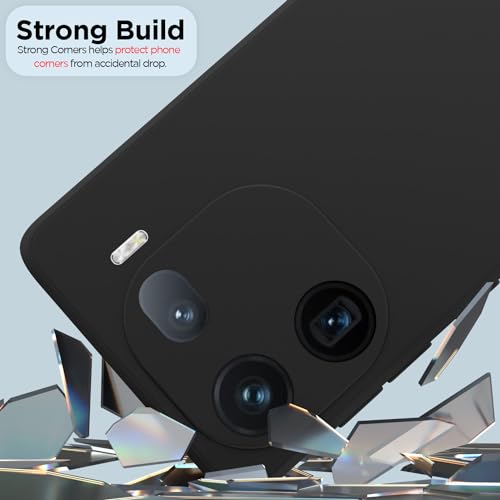 Image of Outlouders Back Cover for iQOO 12 5G | Camera Protection | Durable Soft Matte Silicone Bumper Case (Black)
