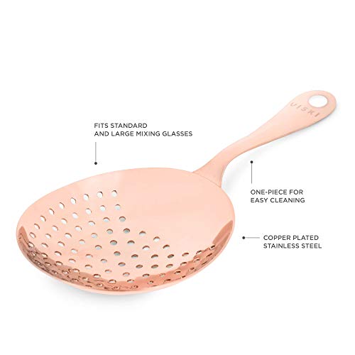 Viski 4878 Julep Stainless Steel Cocktail Strainer, Bar Tools, Drinks Spoon For Bartenders And Mixologists, Home Or Commercial Use, Professional Metal Barware, Copper thumb #1
