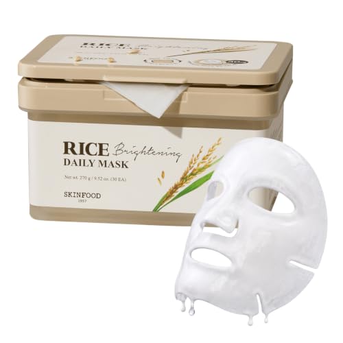 Image of SKINFOOD Rice Daily Mask 30 Sheets, Korean Quick & Easy Daily Care Hacks, Large Capacity, Sheet Mask