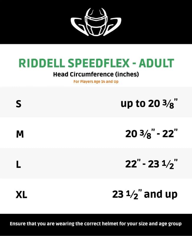 riddell speedflex helmet sizing Amazon.com : Riddell SpeedFlex Adult 2025 Helmet w/Black SF-2BD Facemask +  US Flag Decal (Black, Medium)