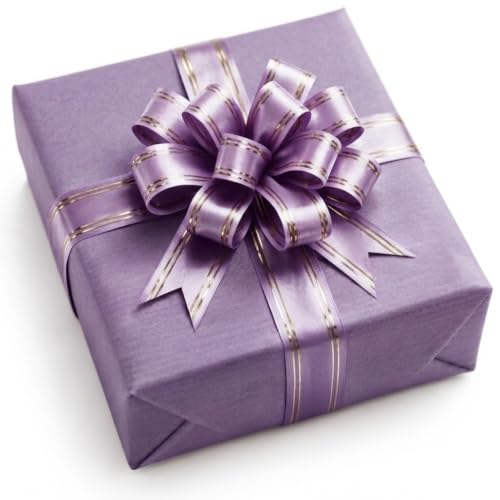 Image of Prokart - Pull Bow Gift Ribbon for Gift Wrapping, Large Decorative Pull Bows for Presents, Hampers, Flower Bouquets, Wedding, Birthday, Christmas & Party Decorations (15MM, Lavender, Pack of 100PC)