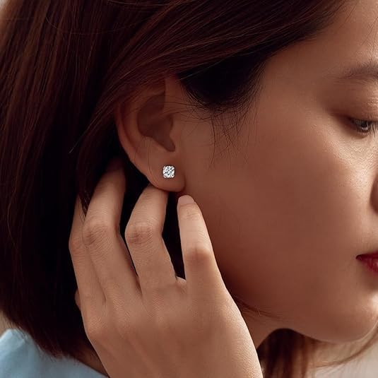 1.00-3.00 Carat Certified Lab Grown Diamond Studs Earrings 925 Sterling Silver 4 Prong Push Back Jewelry Gift Box Packaging (E-F Color, SI1 Eye Clean Clarity)2