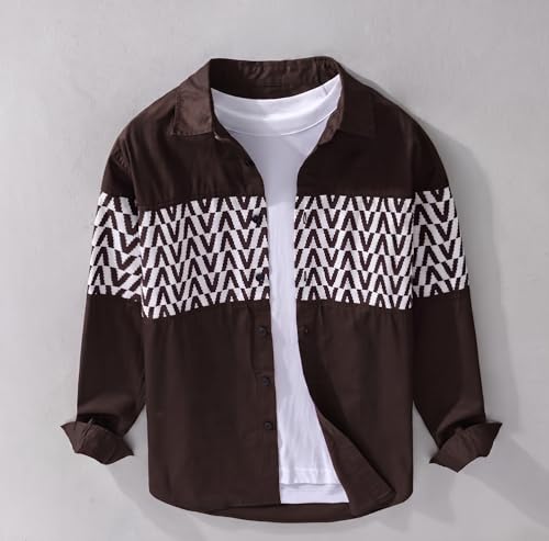 Image of Afflatus Men's Casual Shirt with Geometric Print | Premium Cotton Full Sleeve Shirt for Men | Stylish Regular Fit Fashion Trend | Casual, Party & Smart Casual Wear