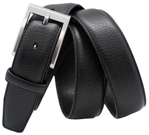 Buffalo Leather Pebble Grain Dress Belts - Black, Tan, or Brown