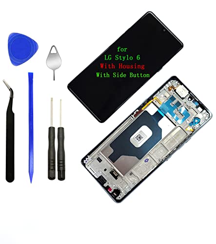 Eaglewireless LCD Display Touch Screen Digitizer Assembly Replacement for LG Stylo 6 Q730 Q730AM Q730TM +Tools with Frame Housing & Side Buttons