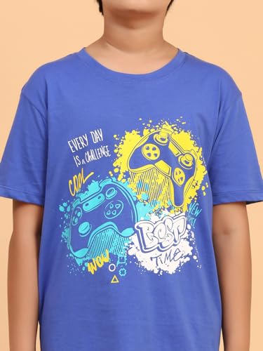 Image of Boys Halfsleeves Cotton Solid /Printed T-Shirt & Shorts Summer Co-ord Set /Clothing Set /Casual wear
