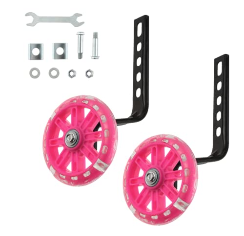 Universal Stützräder für Fahrrad, Stützräder für 12 14 16 18 20 Zoll Fahrrad, Bike Training Räder, Sicherheitsstützräder (1 Paar, Rosa)