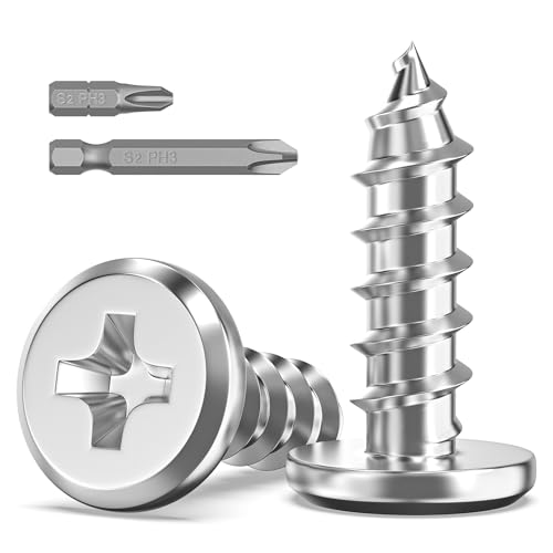 Valorada 20Pcs M6 Screws for Wood, M6 x 20mm Flat Head Self Tapping Screws, 304 Stainless Steel, Phillips Drive with 2Pcs Bits