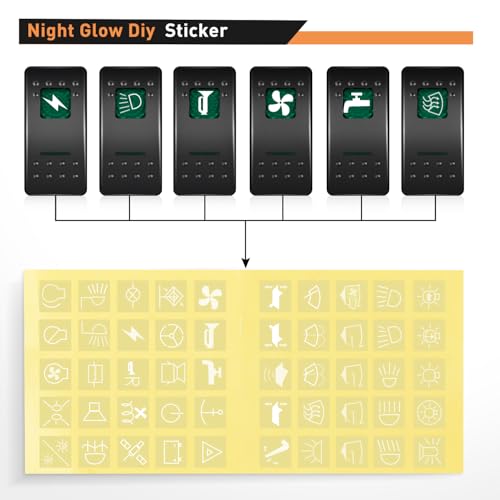 Image of Nilight 3 Gang Rocker Switch Panel SPST On Off Toggle with DIY Label Sticker | 5PIN Electrical 12V /20A 24V /10A Aluminum Plate with Pre-Wired Jumper Wires for LED Light Bar RV Boats 4X4 Cars Green