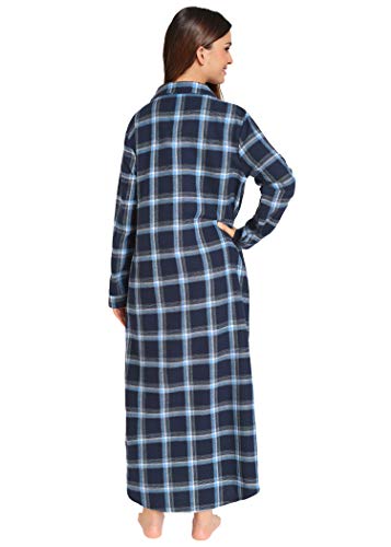 Latuza Women's Plaid Flannel Nightgowns Full Length Sleep Shirts2