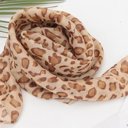 65cm Leopards Print Silk Scarf For Women Girls Short Necktie Scarf Fashionable Multifunction Accessory For Any Outfit3