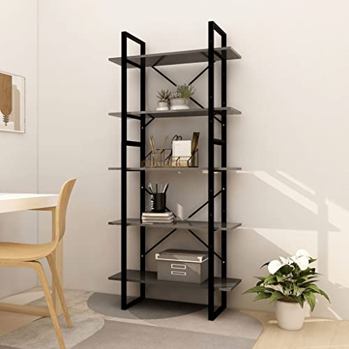 homiuse Estantería con 5 compartimentos, 80 x 30 x 175 cm, estantería de pared, estantería para libros, estantería de madera, estantería de almacenamiento, estantería de madera, estantería industrial,